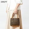 드로 스트링 빈티지 간단한 스 플라이 싱 여성 어깨 가방 수제 나무 구슬 가방 여름 패션 다목적 통근 핸드백