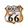 Autre organisation d'entretien ménager établit US Route 66 Irregar Shield Metal Tin Sign Vintage Bar Motor Club Cafe Garage Pin Up Signs Wall Dhni6