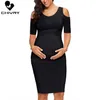 Vestidos de maternidad chivry nuevo vestido de mujer embarazada mamás o-cuello sólido sexy cuerpo de hombro casual Q240427