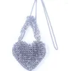 Draw String 2024 Sommer einzigartige Nische Silberglas Acrylwebe schwere Handwerksmodentrend Liebe Love Handheld Crossbody Tasche für Frauen