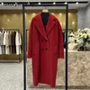 Maxmaras Cashmere Coat Womens Wool Coats 2024 Autumnwinter Classic 101801 India Red Double Breasted Long Assistenze Amba