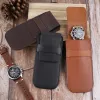 Koffer 8*17 cm weicher echter Leder -Uhrenbox Luxus Beutel Tragbarer Outdoor -Organizer -Bag Travel Watch Bag Schutzschutz 1SLOT