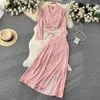 Frauen Chiffon Urlaub Bohemian Zwei Stücke Anzüge Sommer Schnüre -Up Top Split Long Rock Sets Y2K Blumendruck Strand 240412