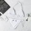 Sexy Women Designer White Color Contrast Metal Botton Cint Bikini Set Clear Swimsuit Swims Swims's Swim's Beach Beach Women's Bikini Brand Swimsuit Swimsuit Letter Print X8