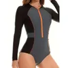 Traje de surf de manga larga de una pieza, protección solar, traje de baño de mujeres, traje de buceo, traje de baño sexy