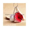 Party bevorzugt Mini MINI Drei-teiliger Baseballhandschuh Holz Bat Keychain Sportwagen Schlüsselkette Schlüsselringgeschenk für Mann DROP SERAGE HAUS GARTEN FE DH8UC