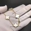 Bijoux haut de gamme Bracelets pour Vancleff Womens 925 Sterling Silver Clover Five Flower Bracelet plaqué avec Fritillaria White Fritillaria Handicraft Original 1TO1