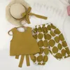 Kleidungssets Kleinkind Kinder Girls Biege Biege Top Polka Punkthosen zweiteilige Sommerkleidung Outfits 1 2 3 4 5 6 7 Jahre