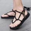 Slippare skor kvinna 2024 Trend sommarpar kvinnors mode outwear rep tryckt sillben sandaler sandalias de plataforma para mujer