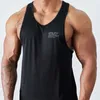 Summer Mens Sports Fitness Tank Top Jogger Gym Running Training Clothing Sleeveless T-shirt Snabb andningsbar elastisk väst 240411