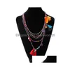 Anhänger Halsketten Fashion Boho Mtilayer gewebt Long Quaste Statement Halskette Anhänger Ethnische Kragen Choker Frauen Schmuck Tropfen liefern dhrmv
