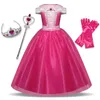 Girls prinses cosplay Sleeping Beauty Aurora kostuum kinderen Halloween Carnival verjaardagsfeestje roze jurken kinderen Belle kleding 240423