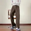 Japanische Vintage Drape Hosen Männer Frühling Sommer Korean Kaffee Anzug Hosen Lose geradlinige Freizeithosen Knopfhosen S-3xl 240425