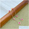 Earrings Necklace 2024 Fashion Luxury Love Heart Designer Necklaces Set Jewelry For Women 18K Gold Rose Pink Stone Diamond Cz Zirc Dhlv0