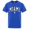 Miami Seaside City Street Lettre t-shirts hommes femmes Créativité Vêtements surdimensionnés Tshirts en vrac Coton Colaire courte 240425