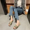 Slippers 2024 Summer Fashion Women Chaussures Transparent Soft Bottom Metal Decoration Sandales Females Place Outdoor Casual