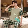 Verão de malha de malha de pj de mangas curtas pijamas de pijama masculino conjunto de pijama para homens de roupas de dormir de roupas de dormir tamanho xxxl1264 240428