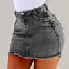Damen Sommer High Tailled Mini Jeansrock Sexy Ladies Club Party Tragen schlanker Bodycon Short Jeans Frau 240424