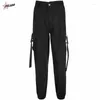 Damesbroek Pulabo Spring Streetwear Cargo Women Casual Joggers Black High Taille Loose Female Trousers Ladies Capri