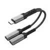 2 In 1 lader- en audiotype C -kabels Oortelefoon Hoofdtelefoonaansluiting ADAPTER CONNECTER KABEL 3,5 mm AUX -hoofdtelefoon voor USB -kabels