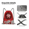 Aufbewahrungstaschen japanische Samurai Draw String Rucksack Sports -Fitness -Tasche für Frauen Männer Kirschblüte Training Sackpack