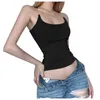 Tanks pour femmes Camis Femmes Sexy Black Gothic Crops Tops Couleur massive Slee Slim Sexy Y2K Tops Fe High Street Casual CORSET TOP Camis D240427