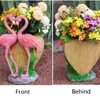 Jardinières Pots Sweet Couple Flamingo Flower Pot Lover Statue Garden Animal Sculpture Décoration Home Outdoor Q240429