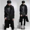 رجال الرجال للرجال Sweatshirts Winter Men Linen Rope Button Hip Hop Long Hoodie Hoodie Gothic Hooded Cloak Nightclub DJ Singer Punk Rock Stage Come Fleece Hoodies D240429