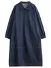 Vestidos casuais Superaen 2024 Spring Retro Style Denim Denim Dress Camisa longa para mulheres