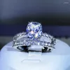 Кластерные кольца винтажные обручальные кольцо обручального кольца кубический цирконий сумулированная алмазная принцесса 925 серебро серебря