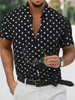 Casual shirts van heren shirts shirt button down Summer Beach zwart wit rood groen polka dot rapel pri