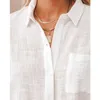 Camisas de blusas femininas camisa de linho de algodão feminino tampos casuais de tampas curtas camisas de verão para mulheres 21929 Y240426