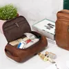 Storage Bags LAYRUSSI PU Leather Travel Toiletry Bag For Women Men Retro Cosmetic Female Waterproof Makeup Organiser