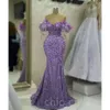 Aso Ebi Mermaid April Lilac Prom Dress Beading Crystals Evening Formal Party Second Reception Birthday Engagement Gowns Dresses Robe De Soiree Zj5805 es
