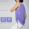 Active Shirts Tees Mermaid curve velvet yarn summer breathable yoga vest womens loose round neck sleeveless sports top with brushed yoga shirt at the hemL24029