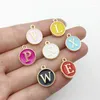 Charms 10pcs 15x12mm 26pcs Alphabet Buchstabe Doppelgesicht Emaille rosa Farbanhänger Schmuck Herstellung handgefertigter Handwerk für Frauen Geschenke