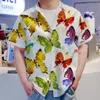 Herren lässige Hemden Schmetterling Grafikhemd 3D -Print Hawaiian Novelty Beach Flower Kurzärärmische Ärmel Tops Mode coole Männer für