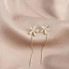 Brincos de lustre de candelabro de borla de corrente fina simples para mulheres Riprone Drop Piercing Flor Longa Earring Mini Accessão de Ear Dhbiu