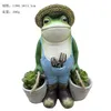 ZK20 Groothandel Outdoor Patio Small Creative Decoration Ornament Cute Resin Frog Garden Ornament Flower Pot Succulent