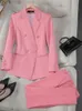 Kvinnors tvådelade byxor Fashion Office Womens Formella byxor Set Womens Blue Pink Gul Business Work Clothes Two-Piece Jacket och Trouserl240429