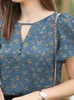 Blouses shirts voor dames zanzea zomer mode bloemen gedrukte blouse vrouw korte slve o-neck tops bohemian casual party shirt elegante cutouts blusas y240426