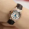 Unisex tarcza Automatyczne zegarki robocze Carter Limited Time Wykrywanie wycieku Blue Balon 18K Gold Watch Wsens W6900256 z inkrustacją diamentową z tyłu