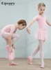 Stage Wear Girls Oefening Kleding Summer Body Ballet Dance Dress Toddler Korte mouw dansende kleding