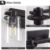 6 Modern Bathroom Vanity Lights Industrial Matte Black Bathroom Lighting with Transparent Glass - Ideal for Bathrooms, Living Rooms, Mirrors, and Corridors