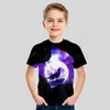 T-shirty 2023 Summer Childrens Odzież 3D Wolf i samochód kreskówkowy T-shirt chłopcy Zwierzęs T-shirt chłopcy dziewczyn
