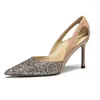 Dress Shoes Nude Rhinestone Sequin Stiletto Heels Women Bridesmaid Bride Wedding Sexy Party Pumps