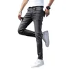 Light 2023 Luxury Grey Jeans Mens Fashion Brand European Slim Fit Small Feet Elastic Busin Pantalon décontracté polyvalent