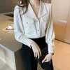 Women's Blouses Shirts vrouwen Spring herfststijl blouses shirts dame casual turn down kraag lange slve blusas tops wy1039 y240426