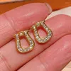 Stud Earrings Fancy U Shaped Ear For Women Paved Crystal Cubic Zirconia Dainty Female Daily Wear Modern Fashion Jewelry