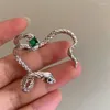 Bolzenohrringe Xialuoke Metall Grünkristall Serpentin ohne Piercing für Frauen einzigartige Designgröße Ohrknochen Clips Party Schmuck